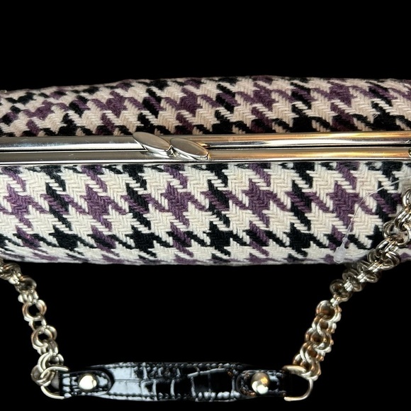 Apt. 9 Purple White Black Houndstooth Knit Shoulder Bag Chain Faux Leather Strap - Picture 4 of 16